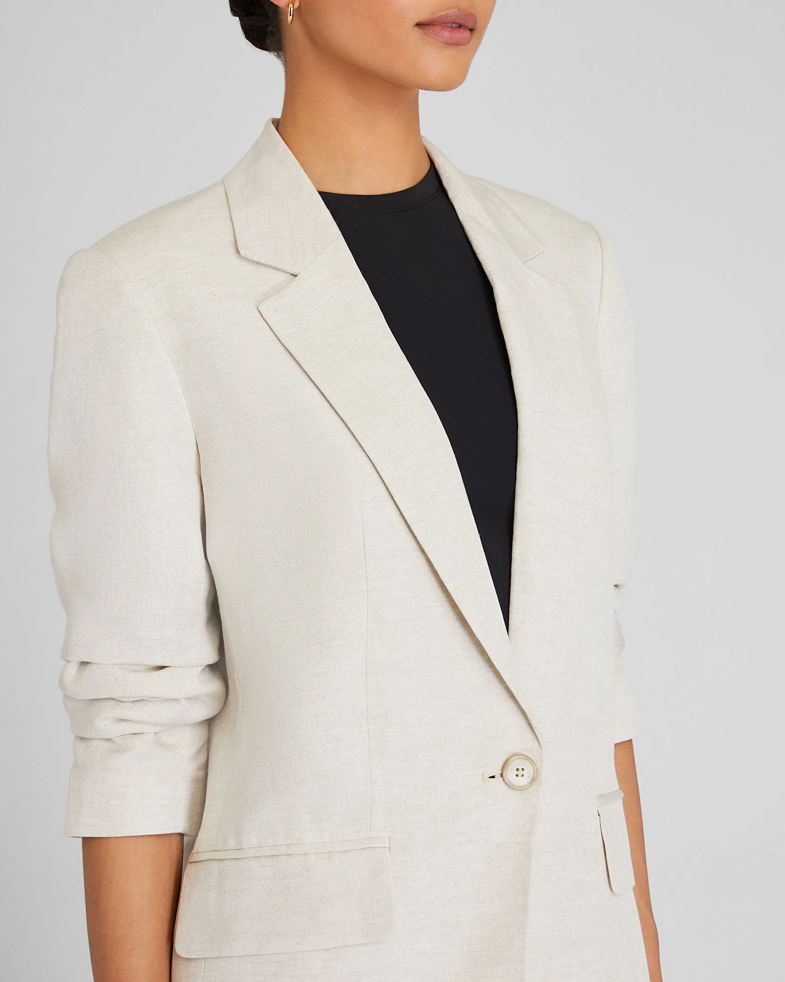 Relaxed Single Breasted Linen-Blend Blazer - Image 4