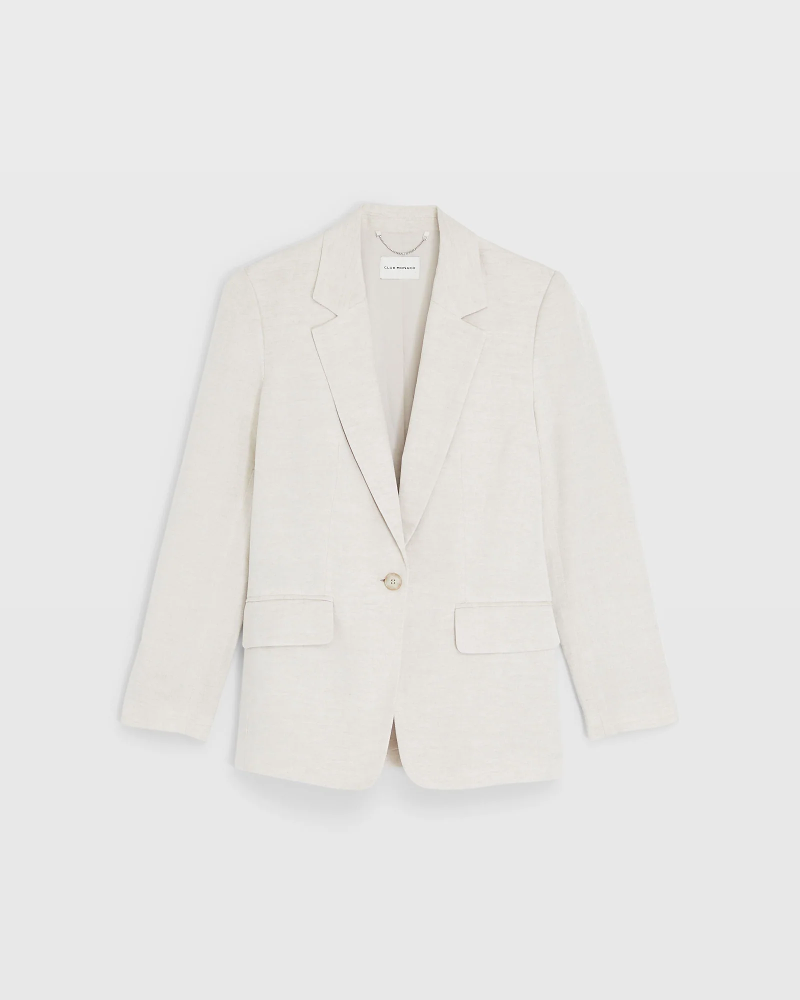 Relaxed Single Breasted Linen-Blend Blazer - Image 5