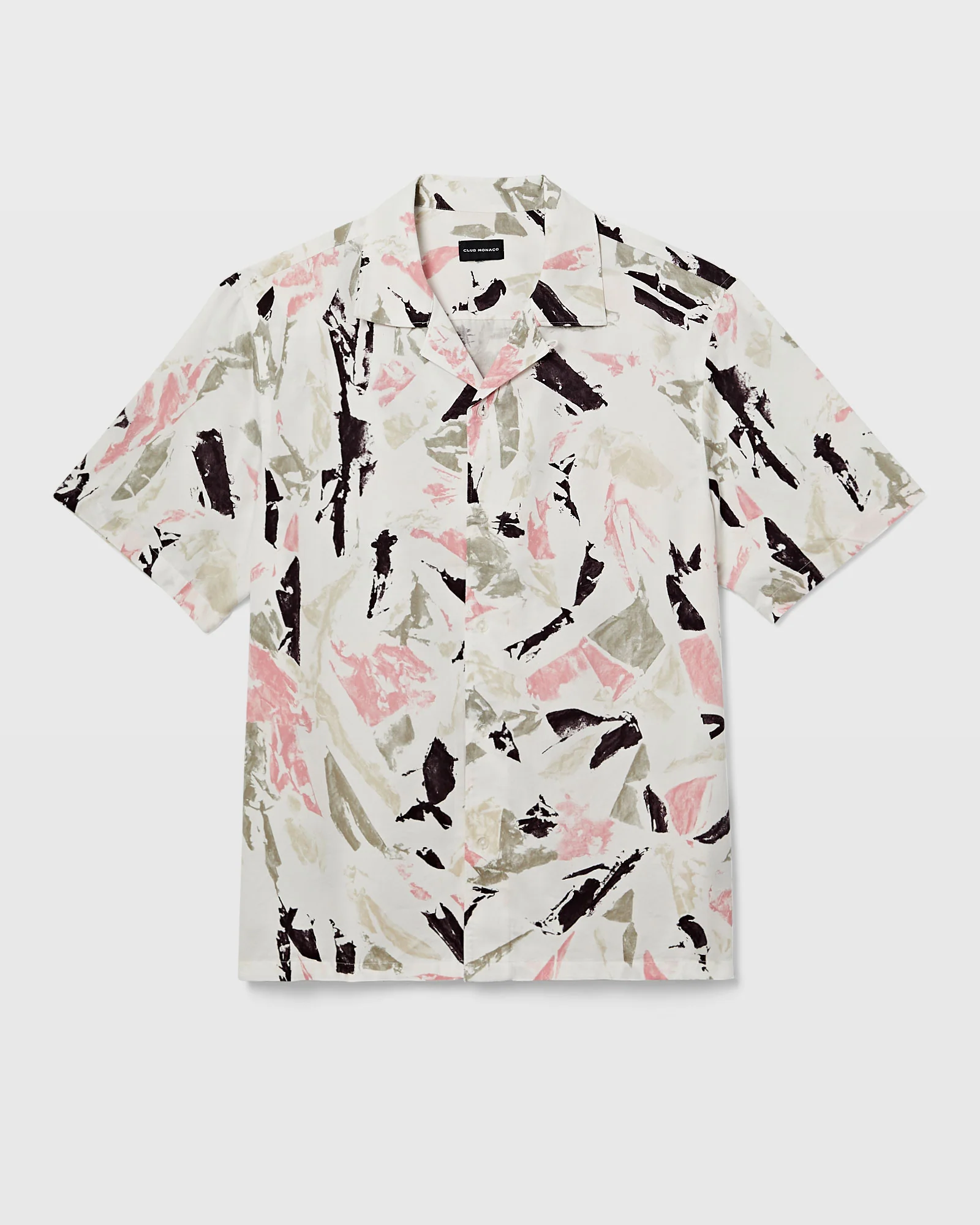Short Sleeve Camp Collar Block Print Shirt - Image 5