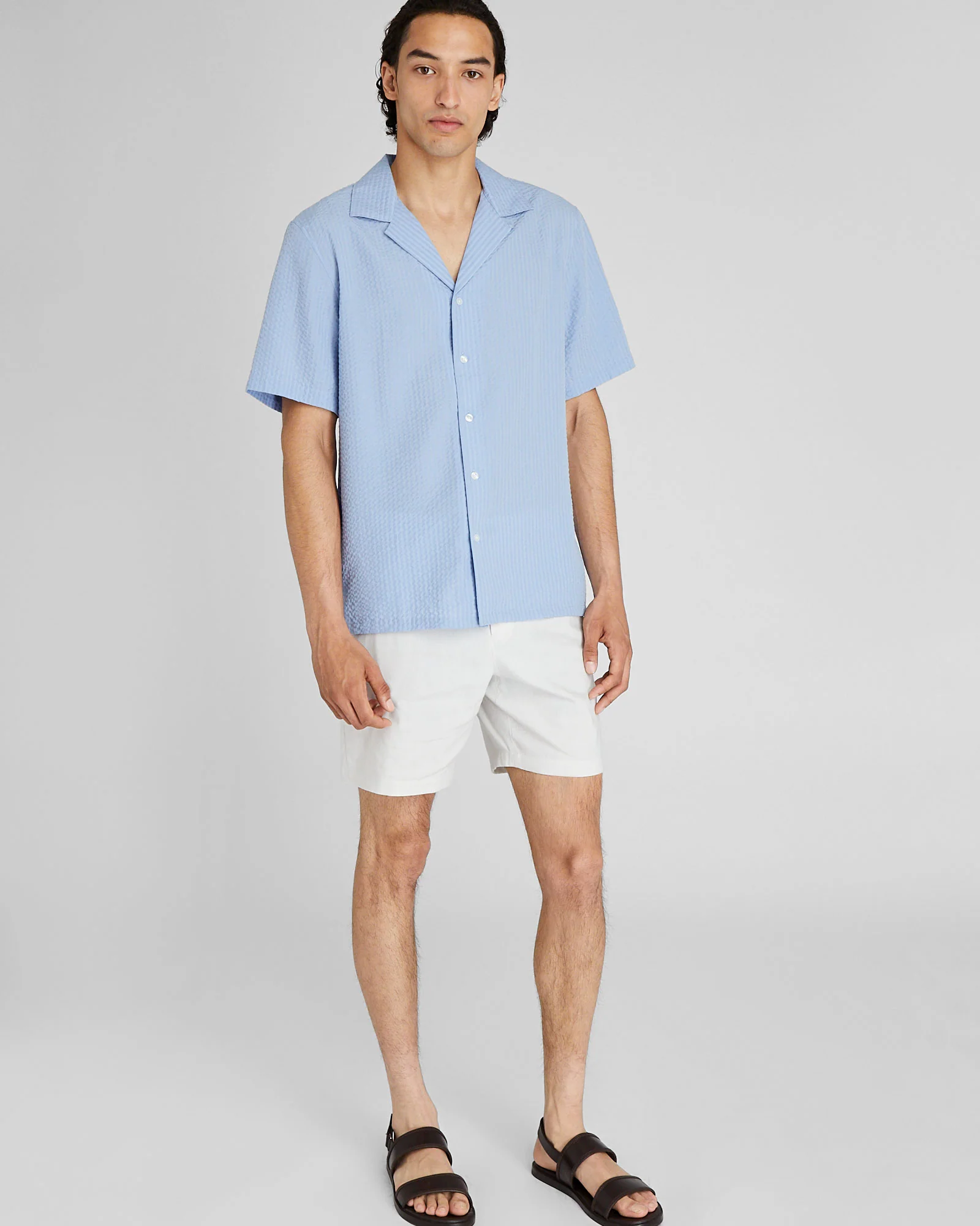 Short Sleeve Camp Collar Seersucker Shirt - Image 5